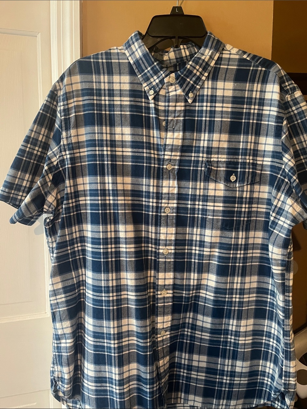 Ralph Lauren Navy and White Plaid Short-Sleeve Button-Down Shirt